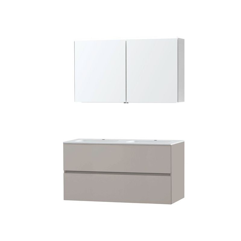 Meuble Molto 120 porcelaine avec armoire de toilette coloris poudre gris