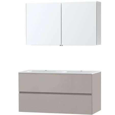 Meuble Molto 120 porcelaine avec armoire de toilette coloris poudre gris