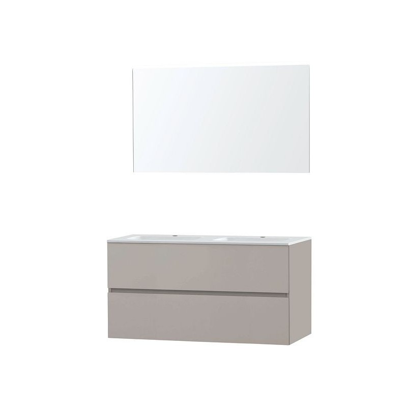 Meuble Molto 120 marbre synthétique avec miroir coloris poudre gris