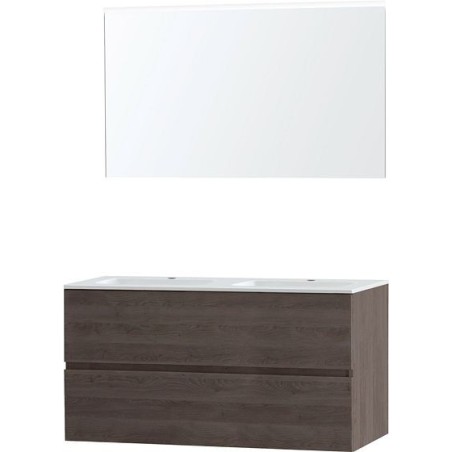 Meuble Molto 120 marbre synthétique avec miroir coloris chêne gris