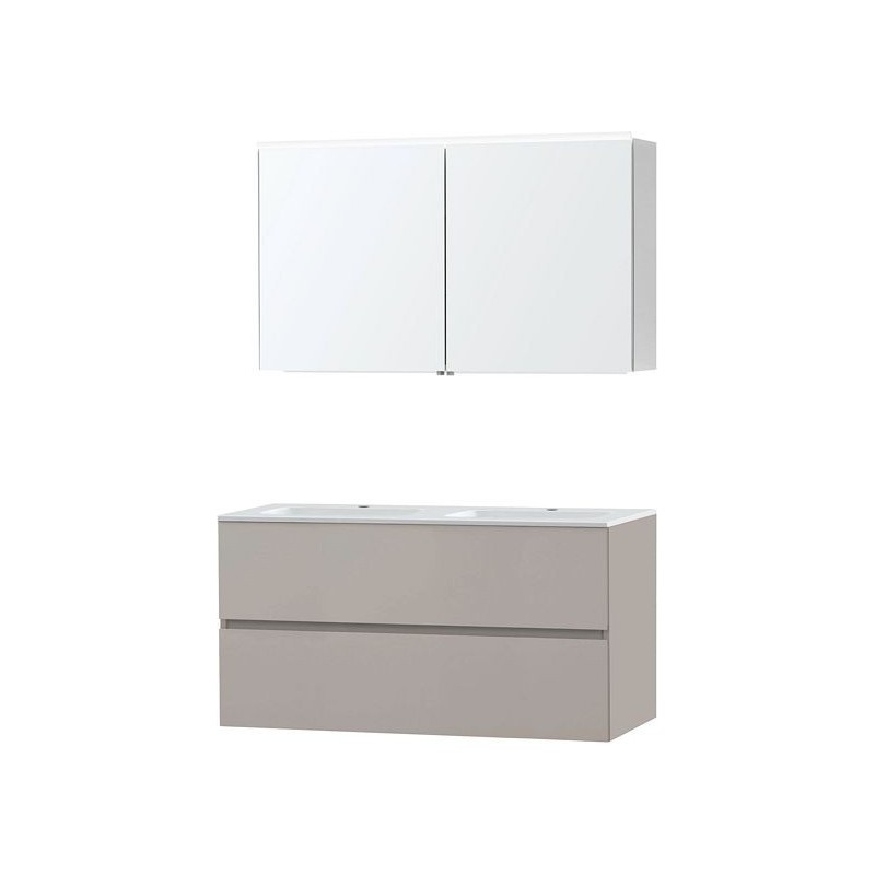 Meuble Molto 120 marbre synthétique avec armoire de toilette coloris poudre gris