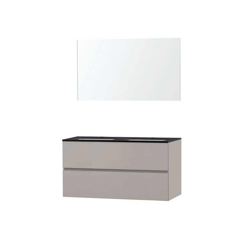 Meuble Molto 120 bleue belge avec miroir coloris poudre gris