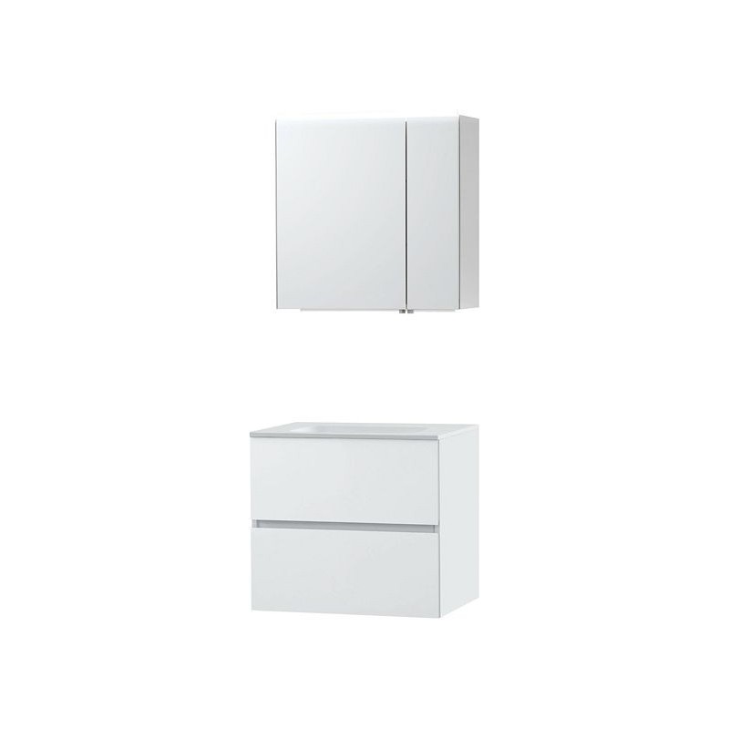 Meuble Molto 70 solid avec armoire de toilette coloris poudre blanc