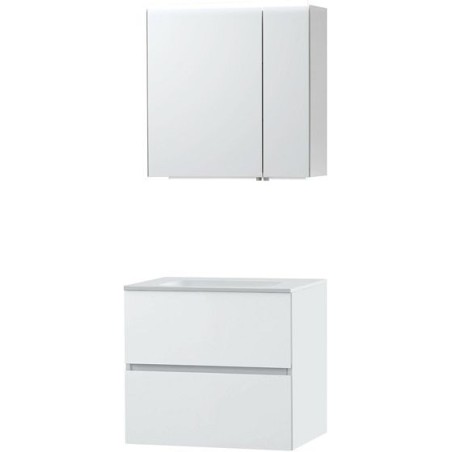 Meuble Molto 70 solid avec armoire de toilette coloris poudre blanc