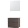 Meuble Molto 70 pour lavabo à poser solid avec mirori coloris chêne gris