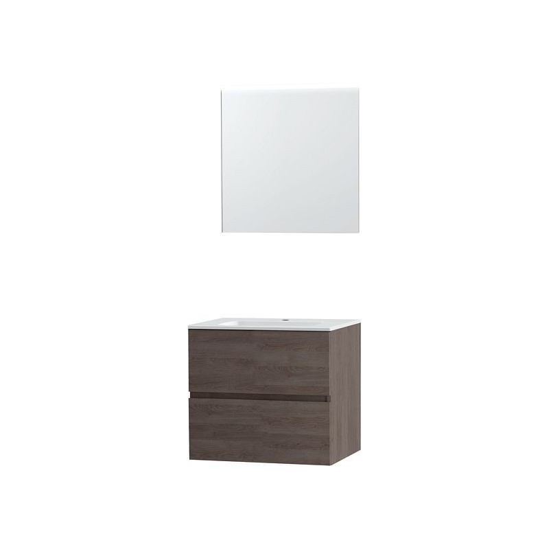 Meuble Molto 70 porcelaine avec mirori coloris chêne gris