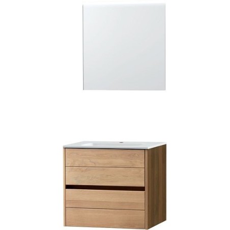 Meuble Molto 70 marbre synthétique avec miroir coloris chêne massif