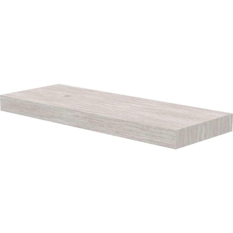 Tablette marbre céramique Puro L140 H10 1vidage/trou robinet gauche travertin