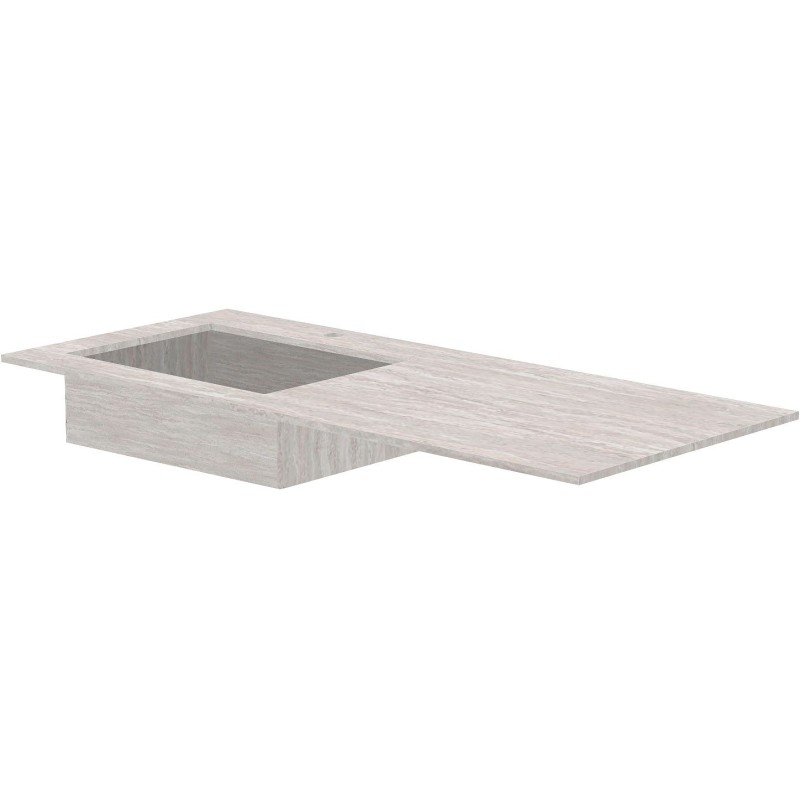 Tablette marbre céramique Puro lavabo S gauche L120 H1,2 +trou robinet travertin