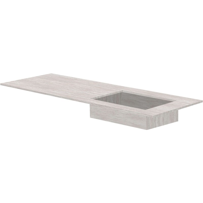 Tablette marbre céramique Puro lavabo S droite L140 H1,2 sans trou robinet travertin