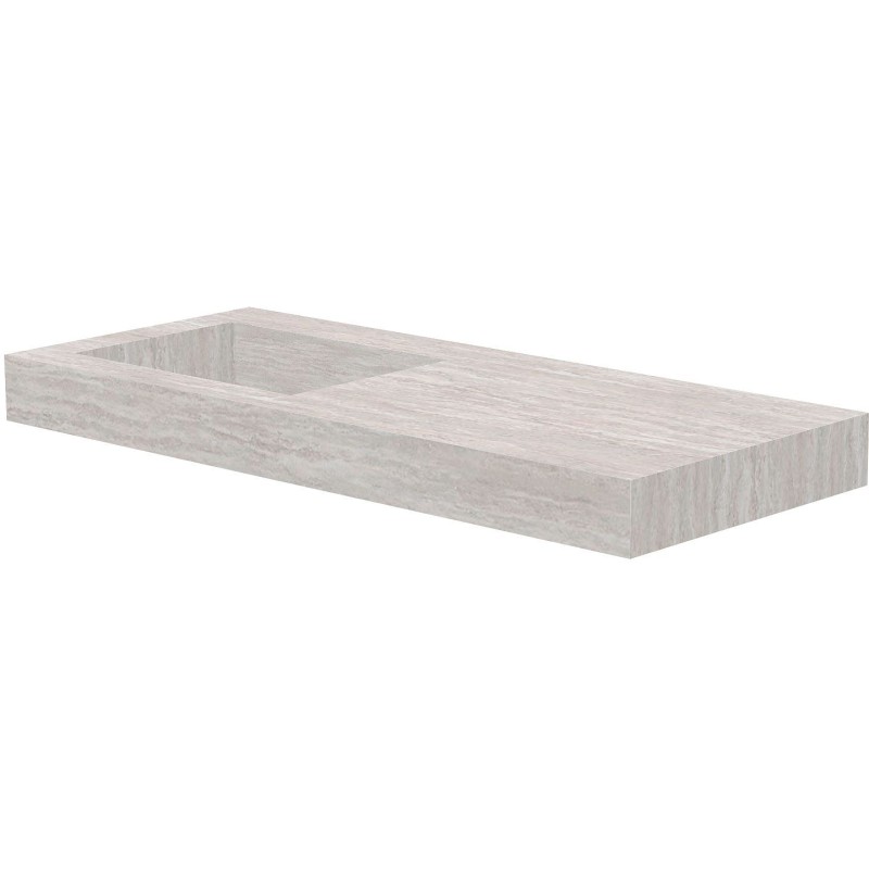 Tablette marbre céramique Puro lavabo S gauche L120 H10 sans trou robinet travertin
