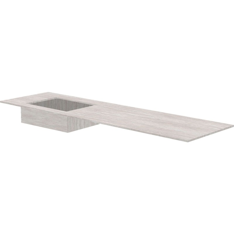 Tablette marbre céramique Puro lavabo S gauche L180 H1,2 sans trou robinet travertin