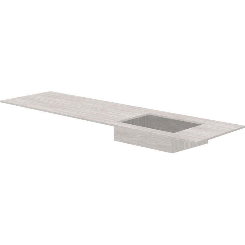 Tablette marbre céramique Puro lavabo S droite L180 H1,2 sans trou robinet travertin