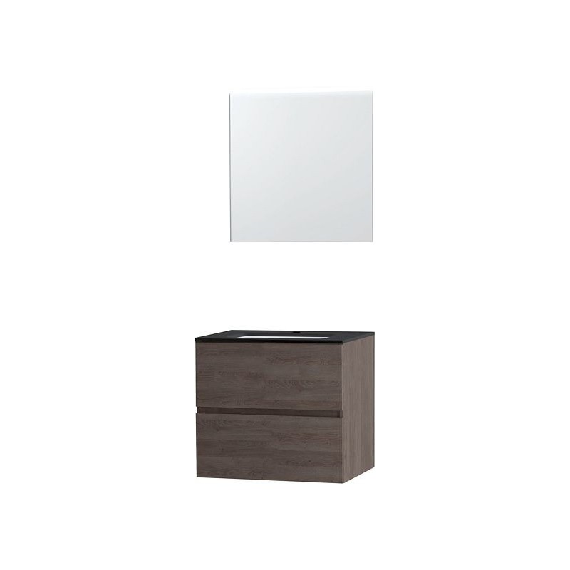 Meuble Molto 70 bleue belge avec mirori coloris chêne gris