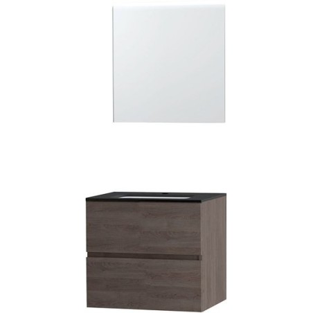 Meuble Molto 70 bleue belge avec mirori coloris chêne gris