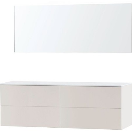 Meuble puro duo beige satin 180 solide à poser miroir