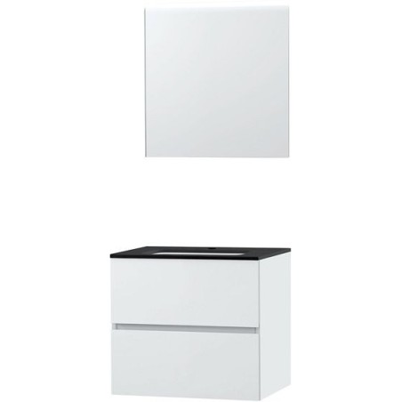 Meuble Molto 70 bleue belge avec miroir coloris poudre blanc