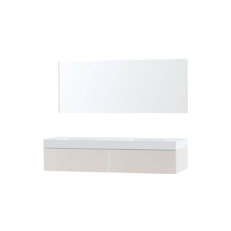 Meuble puro duo beige satin 180 1 tiroir solide puro miroir