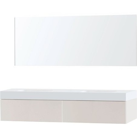 Meuble puro duo beige satin 180 1 tiroir solide puro miroir