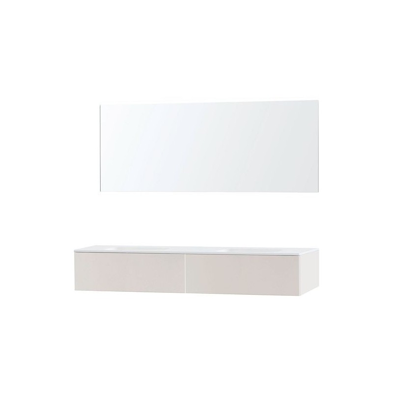Meuble puro duo beige satin 180 1 tiroir solide molto miroir