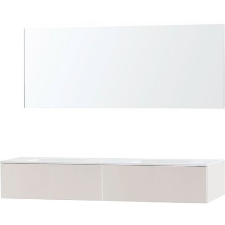 Meuble puro duo beige satin 180 1 tiroir solide molto miroir