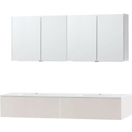 Meuble puro duo beige satin 140 1 tiroir marbre synthétique armoire toilette