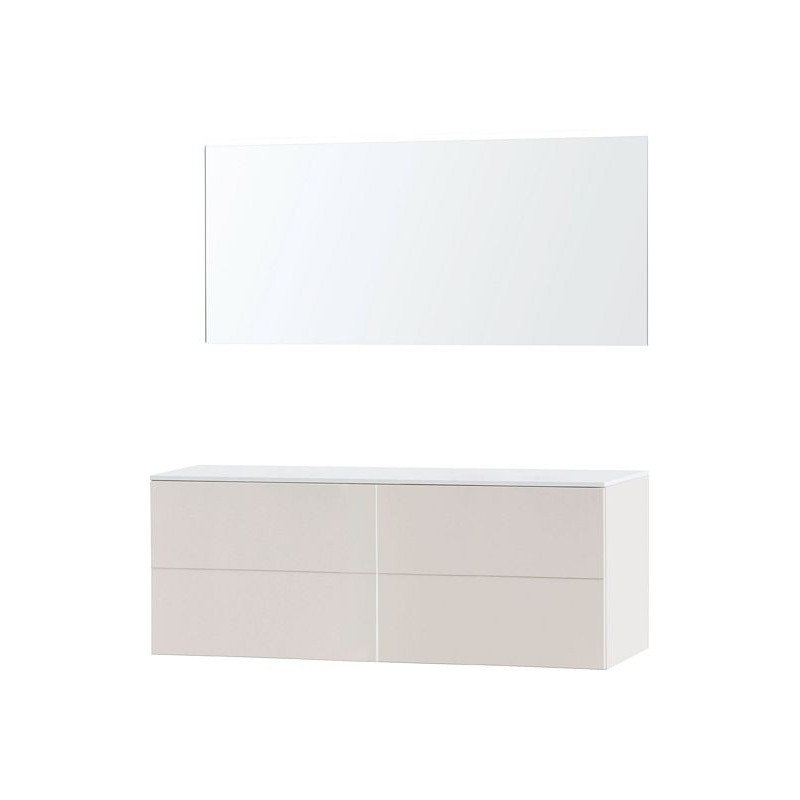 Meuble puro duo beige satin 160 solide à poser miroir
