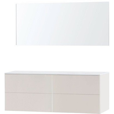 Meuble puro duo beige satin 160 solide à poser miroir