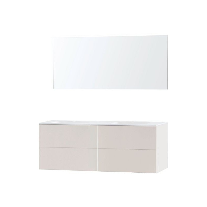 Meuble puro duo beige satin 160 marbre synthétique miroir