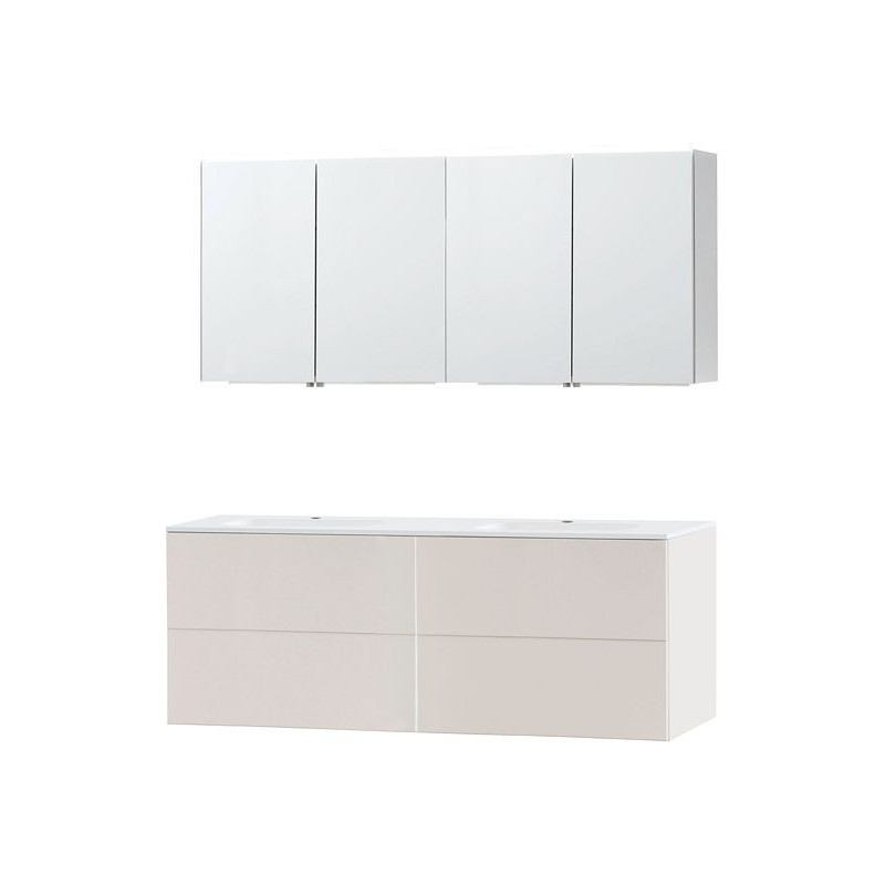 Meuble puro duo beige satin 160 marbre synthétique armoire toilette