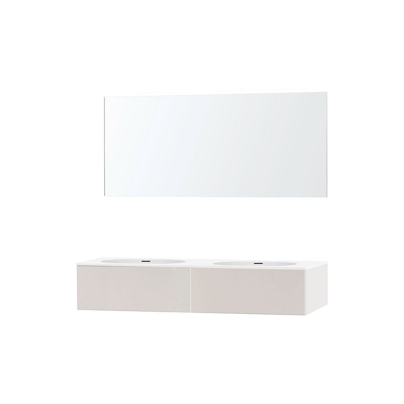 Meuble puro duo beige satin 160 1 tiroir xonyx miroir