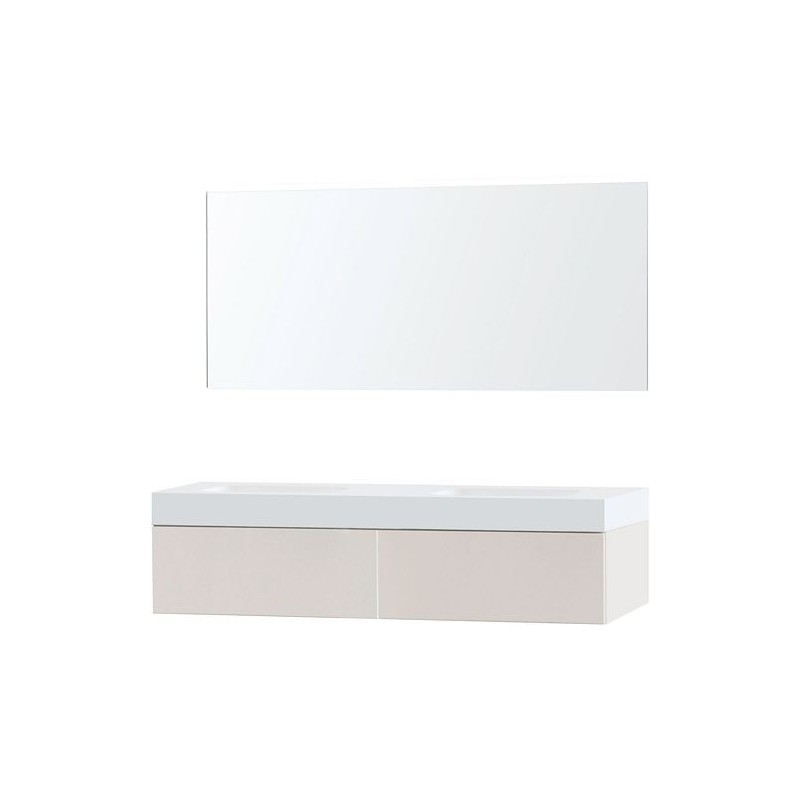 Meuble puro duo beige satin 160 1 tiroir solide puro miroir