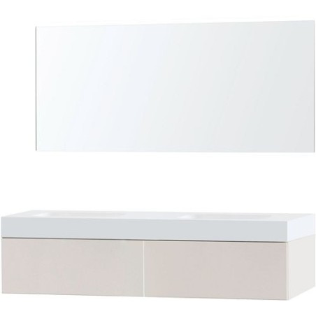 Meuble puro duo beige satin 160 1 tiroir solide puro miroir