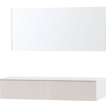 Meuble puro duo beige satin 160 1 tiroir solide à poser miroir
