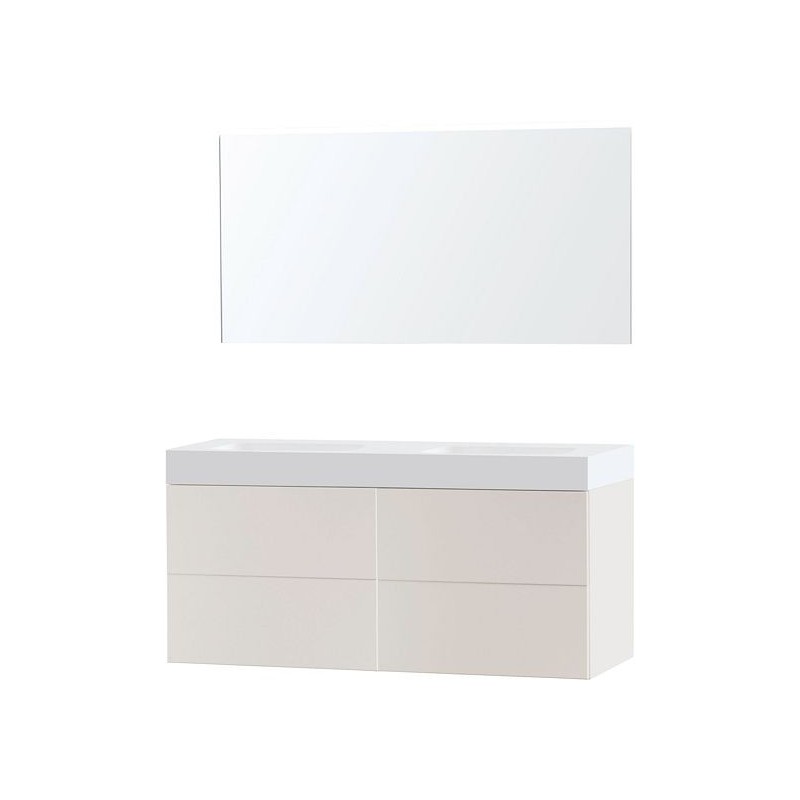 Meuble puro duo beige satin 140 solide puro miroir