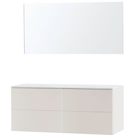 Meuble puro duo beige satin 140 solide à poser miroir