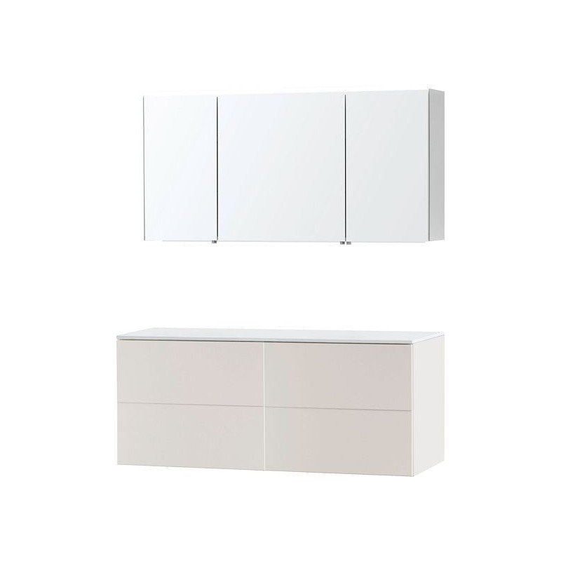 Meuble puro duo beige satin 140 solide à poser armoire toilette