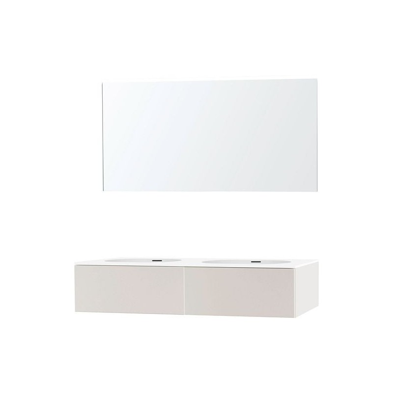 Meuble puro duo beige satin 140 1 tiroir xonyx miroir