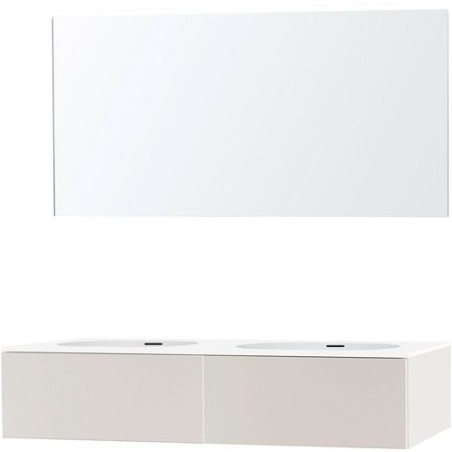 Meuble puro duo beige satin 140 1 tiroir xonyx miroir
