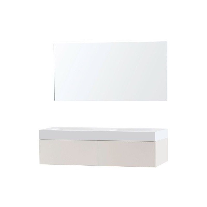 Meuble puro duo beige satin 140 1 tiroir solide puro miroir