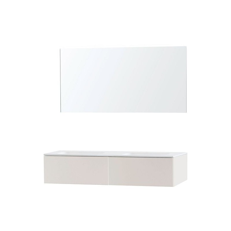 Meuble puro duo beige satin 140 1 tiroir solide molto miroir