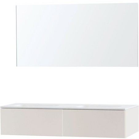 Meuble puro duo beige satin 140 1 tiroir solide molto miroir
