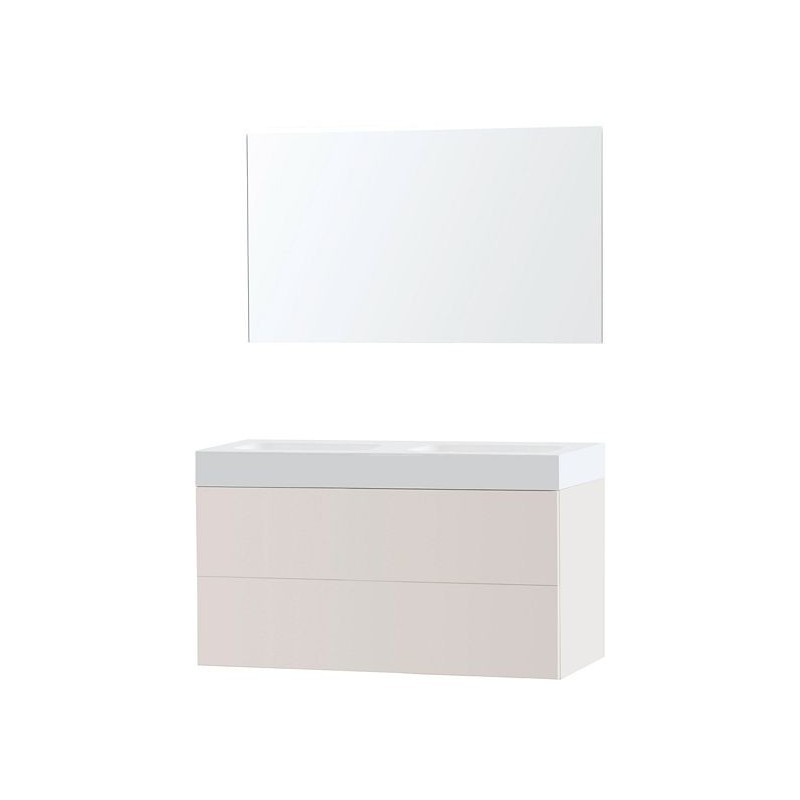 Meuble puro duo beige satin 120 solide puro miroir