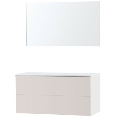 Meuble puro duo beige satin 120 solide à poser miroir