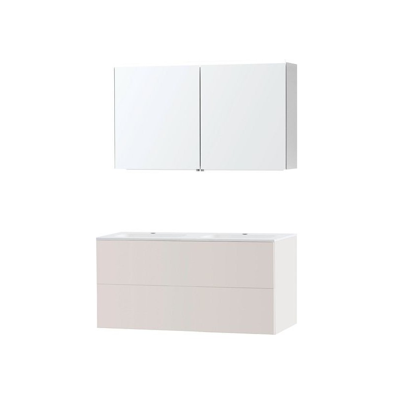 Meuble puro duo beige satin 120 marbre synthétique armoire toilette