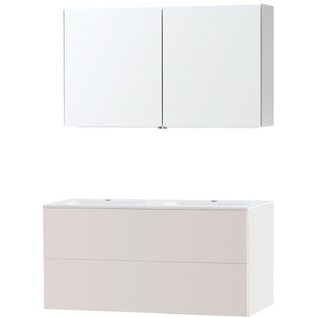 Meuble puro duo beige satin 120 marbre synthétique armoire toilette