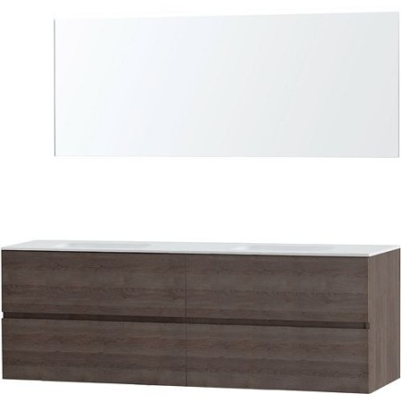 Meuble Molto 180 solid avec miroir coloris chêne gris