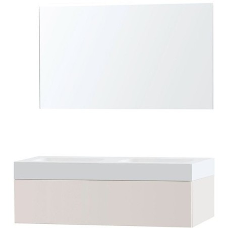 Meuble puro duo beige satin 120 1 tiroir solide puro miroir