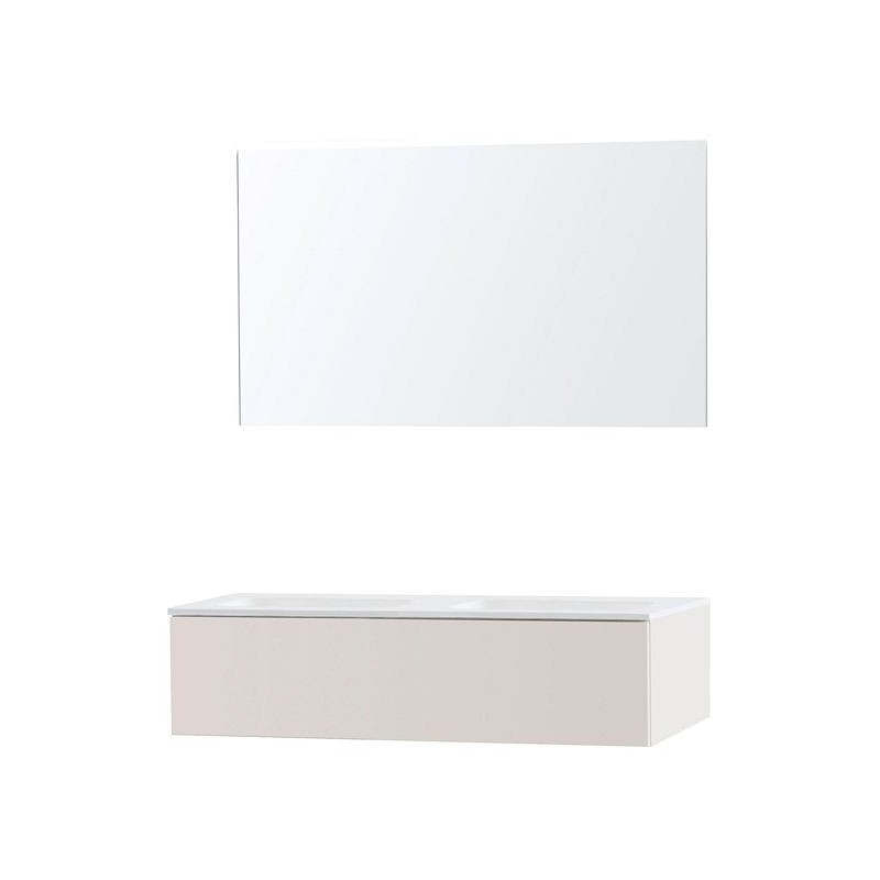 Meuble puro duo beige satin 120 1 tiroir solide molto miroir