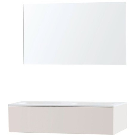 Meuble puro duo beige satin 120 1 tiroir solide molto miroir